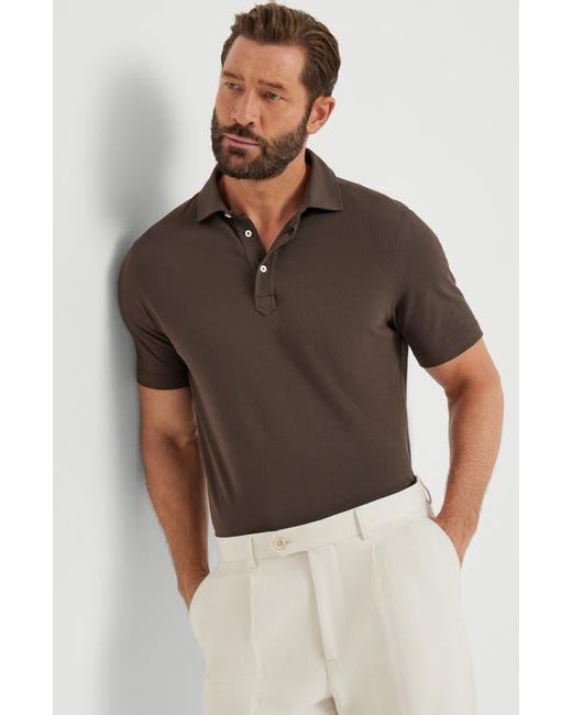 Brunello Cucinelli Brown Piqué Polo Shirt for men