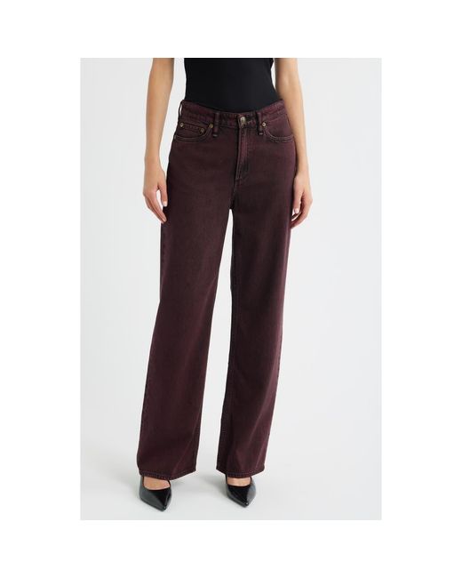 Rag & Bone Red Featherweight Logan Mid Rise Wide Leg Jeans