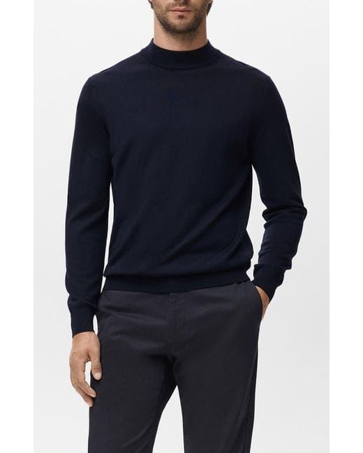 Mango Blue Turtleneck Wool Sweater for men
