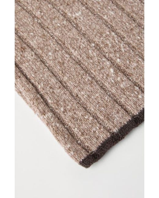 Brunello Cucinelli Brown Cashmere Knit Scarf for men