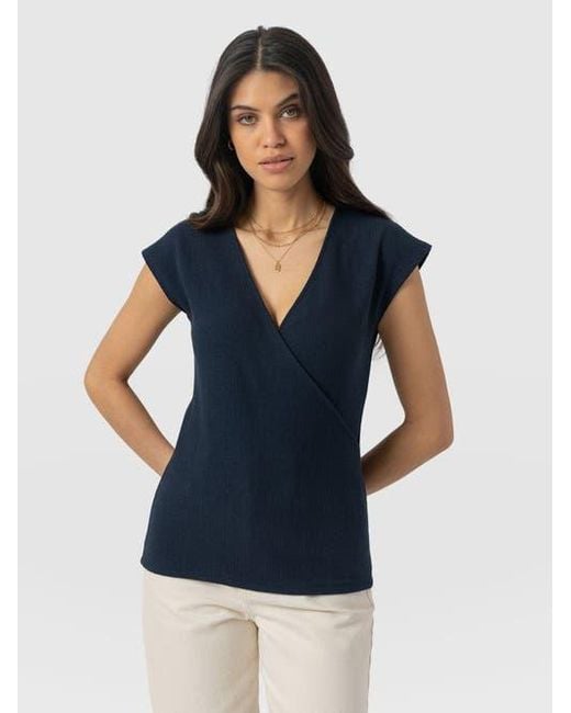 Saint + Sofia Blue Rosa Wrap Top