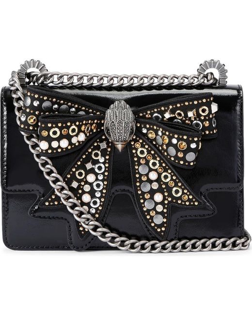 Kurt Geiger Black Small Shoreditch Bow Convertible Leather Crossbody Bag