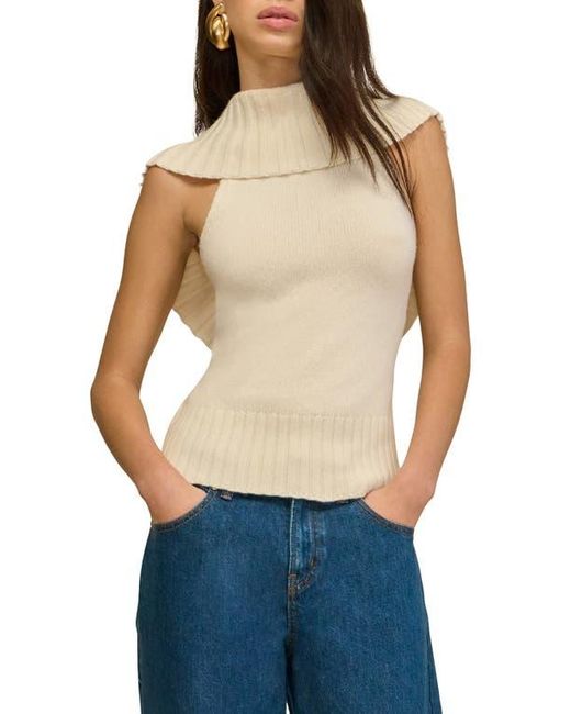 Cult Gaia Blue Chen Cowl Neck Wool Blend Top