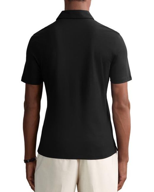 Reiss Black Earl Solid Cotton Polo for men