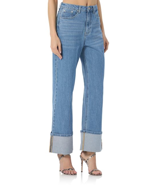 AFRM Blue Kendall Wide Leg Cuff Jeans