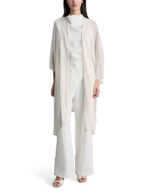 Mango White Longline Open Front Cardigan