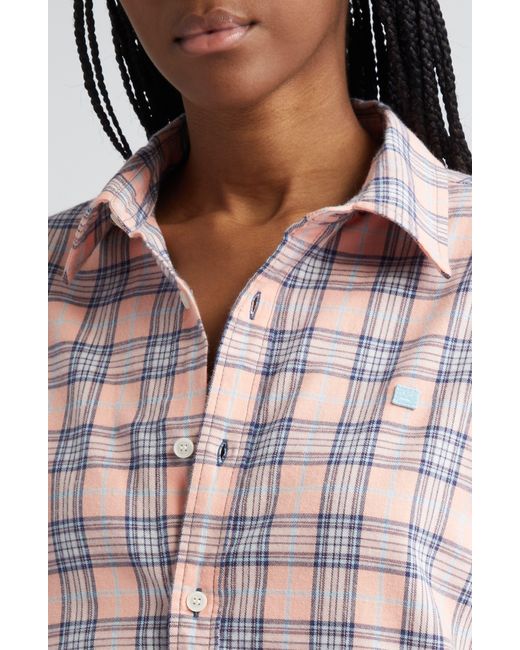 Acne Pink Plaid Organic Cotton Flannel Button-up Shirt