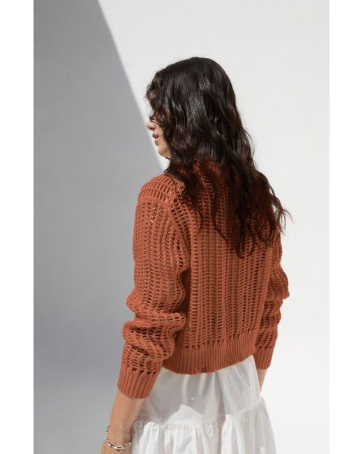 DELUC Brown Einar Crop Open Stitch Sweater
