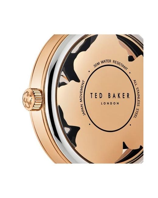 Ted Baker Pink Lilabel Leather Strap Watch, 36Mm
