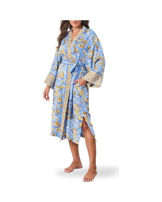 Printfresh Blue Satin Robe