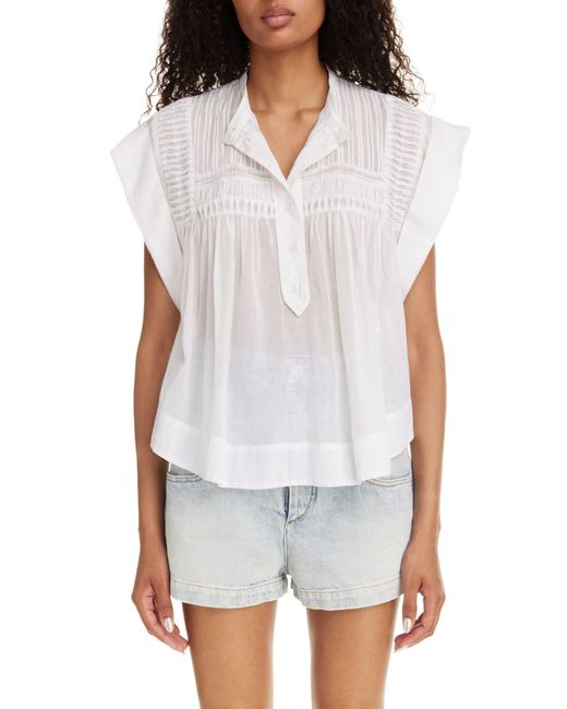 Isabel Marant White Isabel Marant Étoile Leaza Smocked Yoke Cotton Shirt