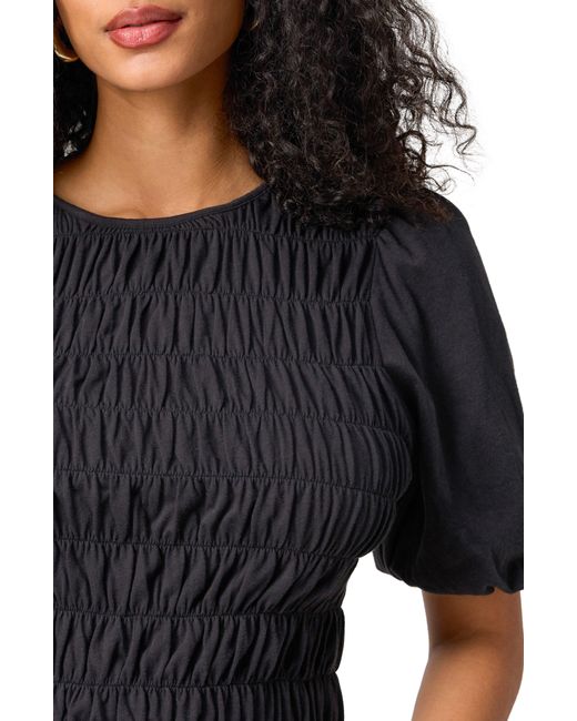 Sanctuary Black Together Again Shirred Puff Sleeve Top