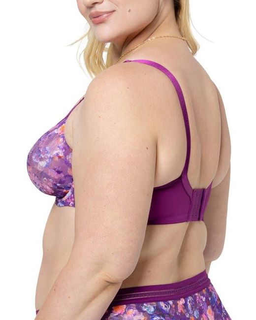 Curvy Couture Purple Print Underwire Unlined Bra