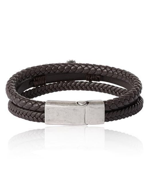 Lucky Brand Black Braided Leather Bracelet With Cross for men