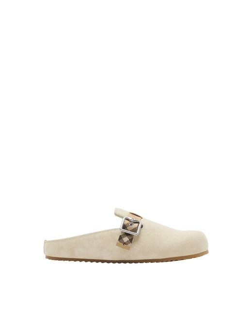 Burberry White Suede Urchin Clogs for men