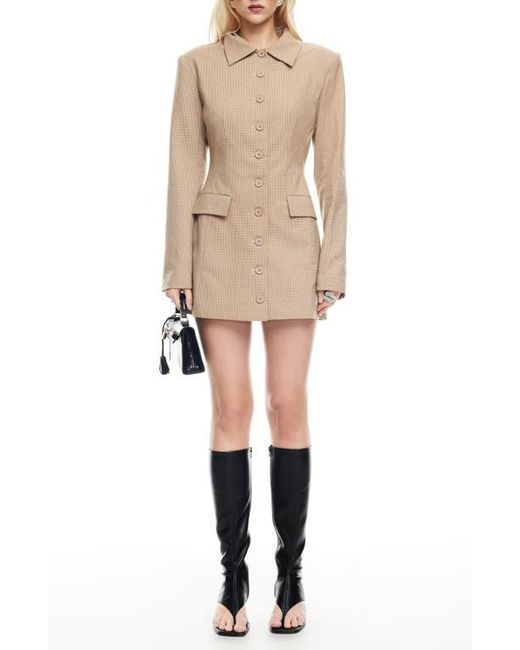 Lioness Natural Cheri Long Sleeve Minidress