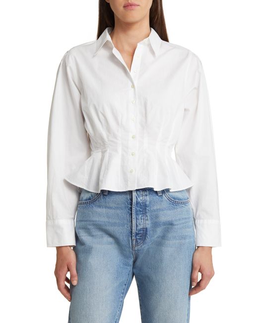 The Great White The Honor Peplum Cotton Button-up Top