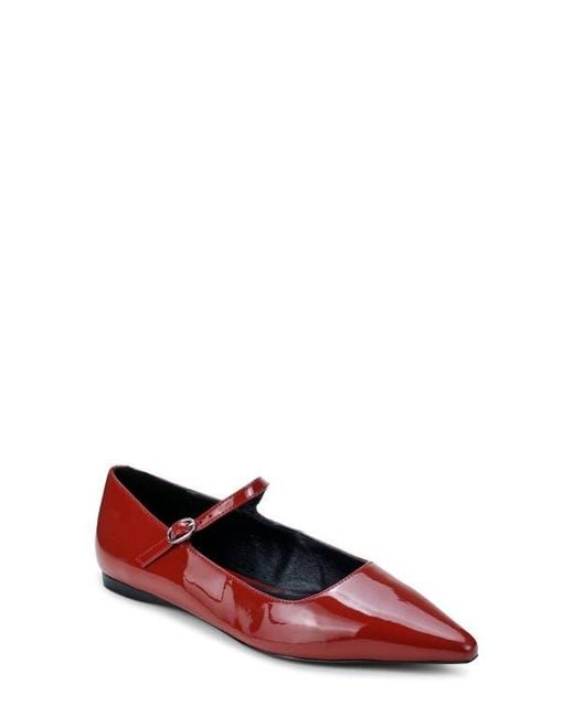 Yosi Samra Red Camille Pointed Toe Mary Jane Flat