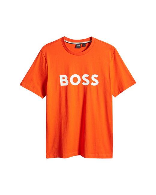 BOSS by HUGO BOSS Tiburt Logo Graphic T-shirt in Orange for Men | Lyst