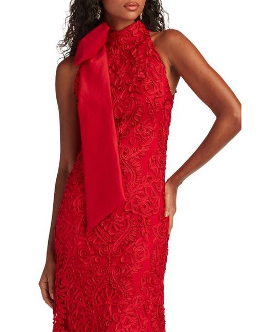Tadashi Shoji Red Ribbon Bow Sleeveless Gown