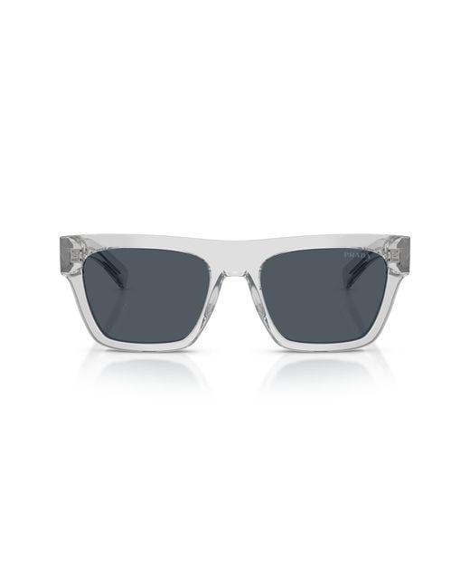 Prada Gray 55Mm Rectangular Sunglasses for men