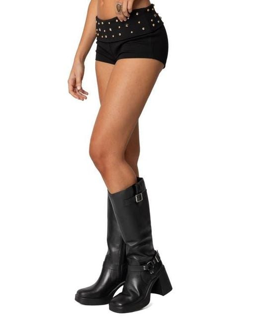 Edikted Black Studded Micro Shorts
