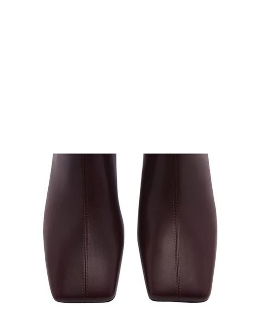 Mango Brown Square Toe Leather Bootie