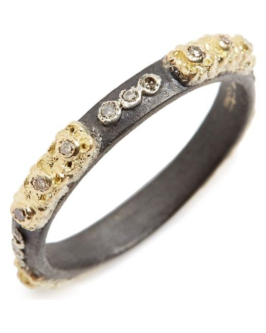 Armenta Metallic Old World Carved Diamond Stack Ring