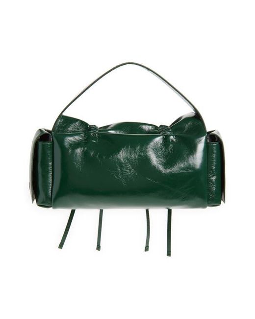 Acne Green Multipocket Luxe Crinkle Leather Top Handle Bag