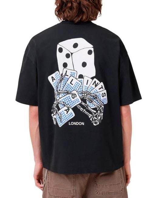 AllSaints Black Dealt Short Sleeve Graphic T-Shirt for men