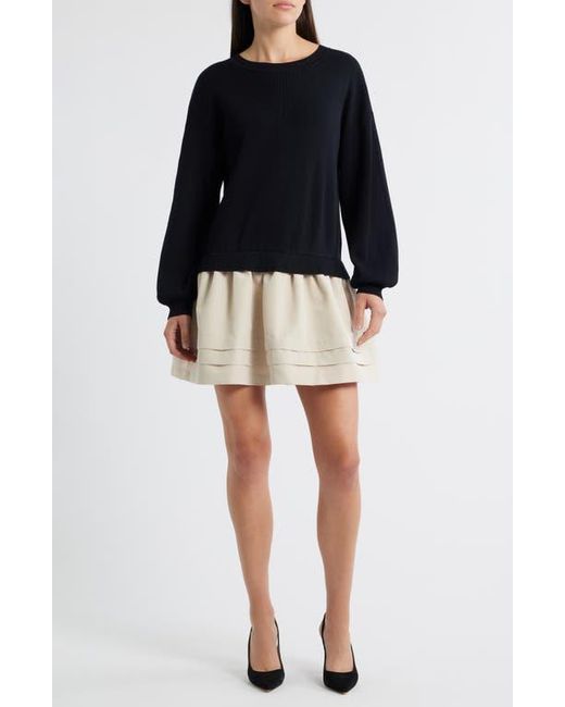 ruffled long sleeve mini dress Black Smocked Ruffle Long Sleeve Mini Dress