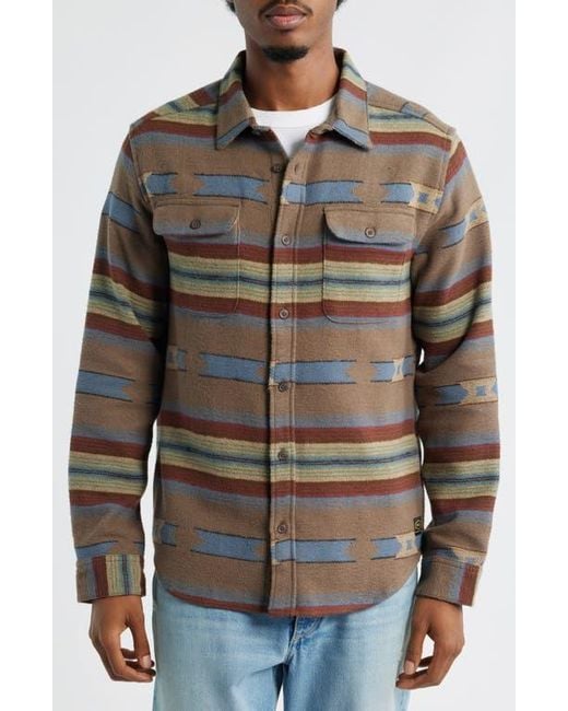 RVCA Brown Dayshift Blanket Stripe Flannel Button-Up Shirt for men
