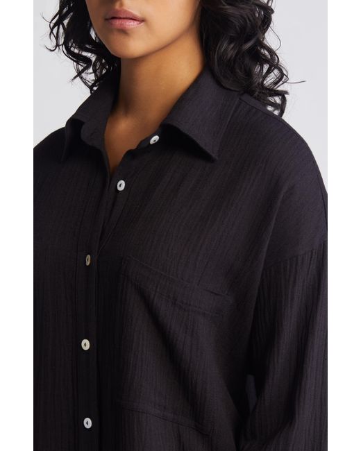 Rip Curl Black Premium Linen Button-up Blouse