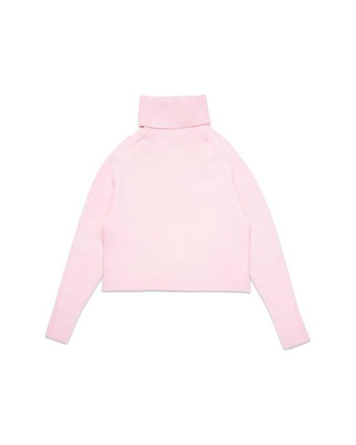 DELUC Pink Pugliese Crop Turtleneck Sweater