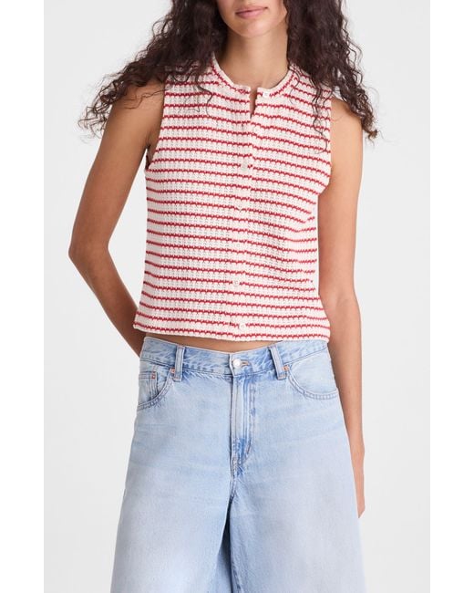 Madewell Textured Knit Button Front Shell Top