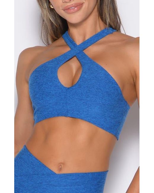 Bombshell Sportswear Blue Cross Over Halter Bra