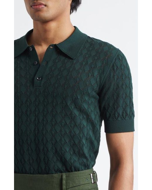 Dolce & Gabbana Green Openwork Polo Sweater for men