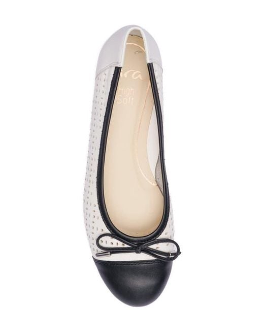 Ara White Sangria Cap Toe Flat