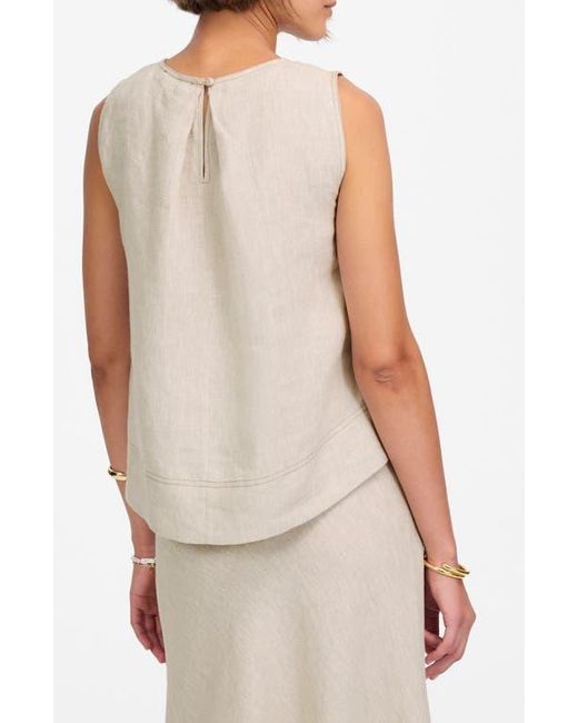 Madewell Natural Pleated Linen Sleeveless Shell Top