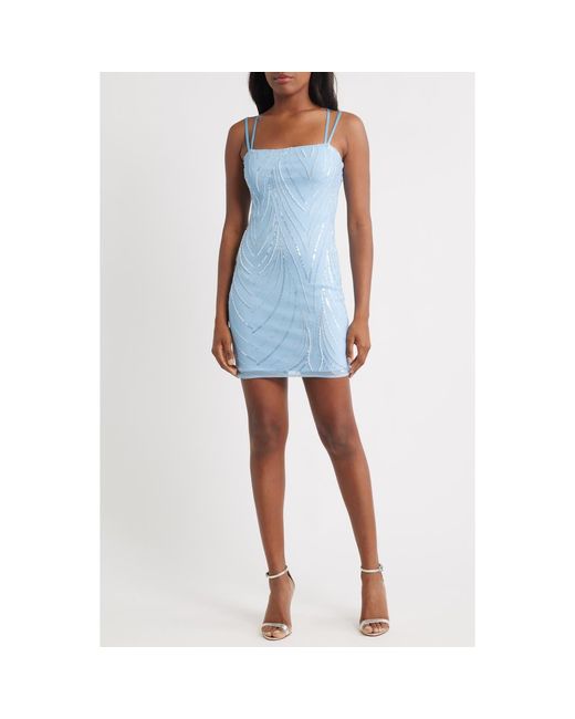 Jump Apparel Blue Sequin Detail Strappy Back Cocktail Minidress