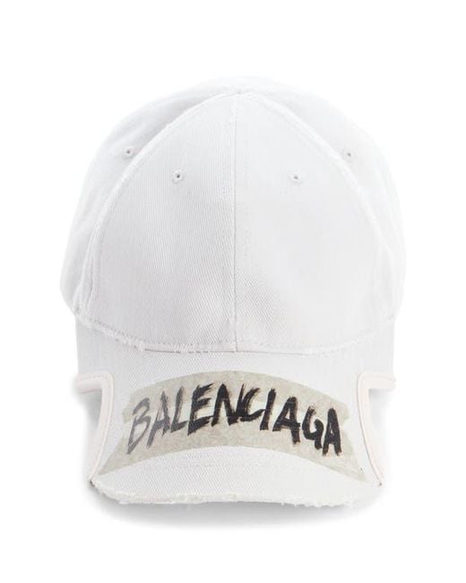 Balenciaga White Masking Tape Logo Baseball Cap for men