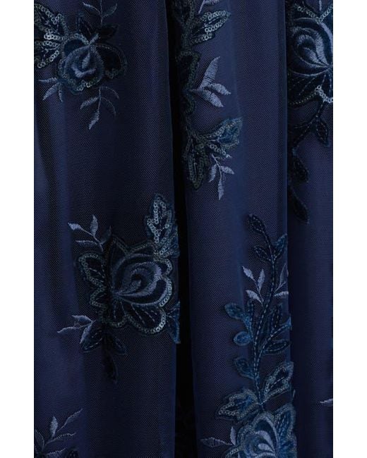 Eliza J Embroidered Sequin Ballgown in Blue | Lyst