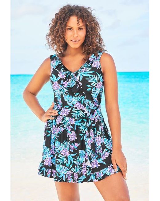 wrap swim dress Manuela One-Piece in Powder Blue Size 18 Swim 365 Faux-Wrap Swim Dress