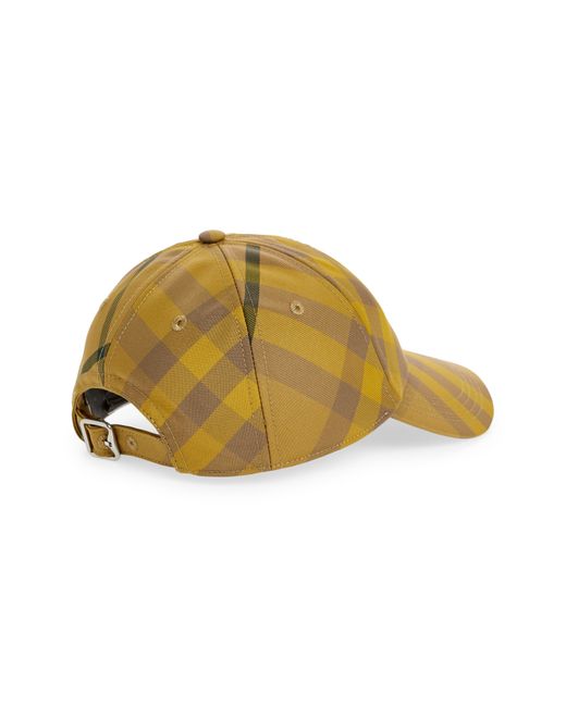 Burberry Yellow Washed Check Twill Adjustable Baseball Cap for men