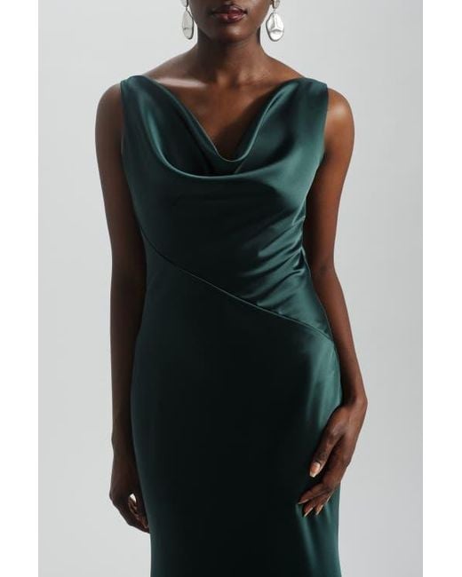 Amsale Multicolor Bias Cut Cowl Neck Dress