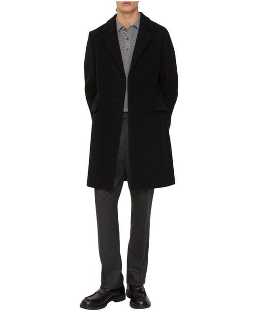 Burberry Black Wool Tailored Coat for men