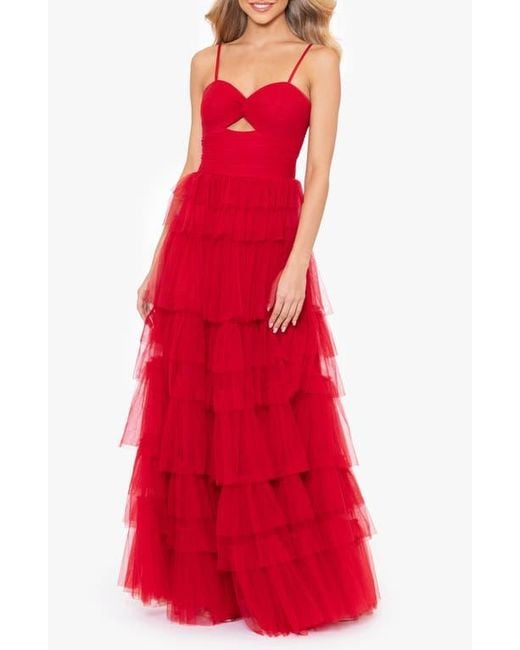 Blondie Nites Women's Tiered Ruffle Tulle Gown