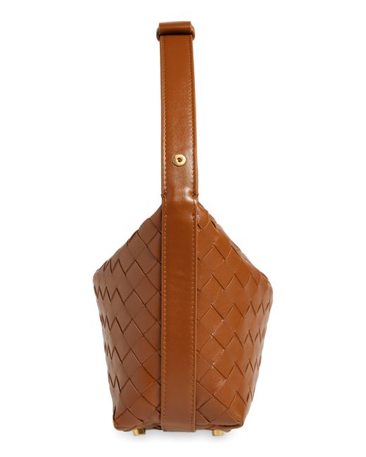 Bottega Veneta Brown Mini Wallace Intrecciato Leather Shoulder Bag