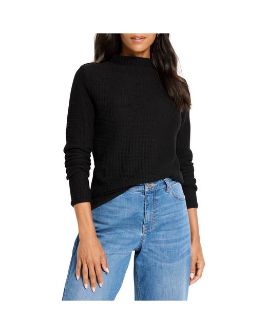 NIC+ZOE Black Pixel Mock Neck Sweater