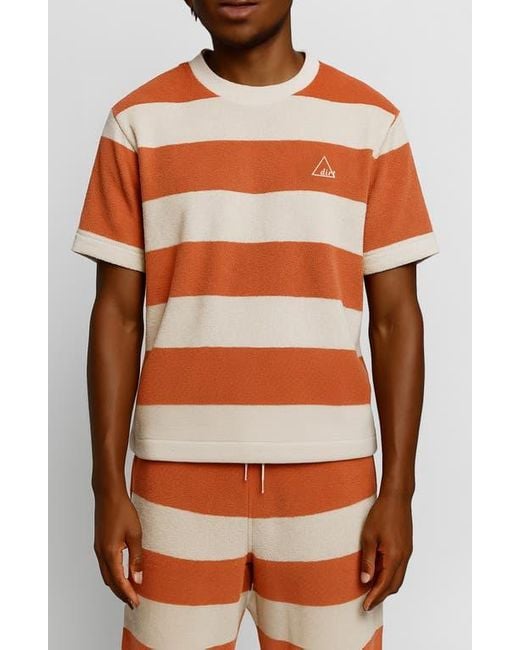 Men's Orange Classic Stripe Terry T-Shirt